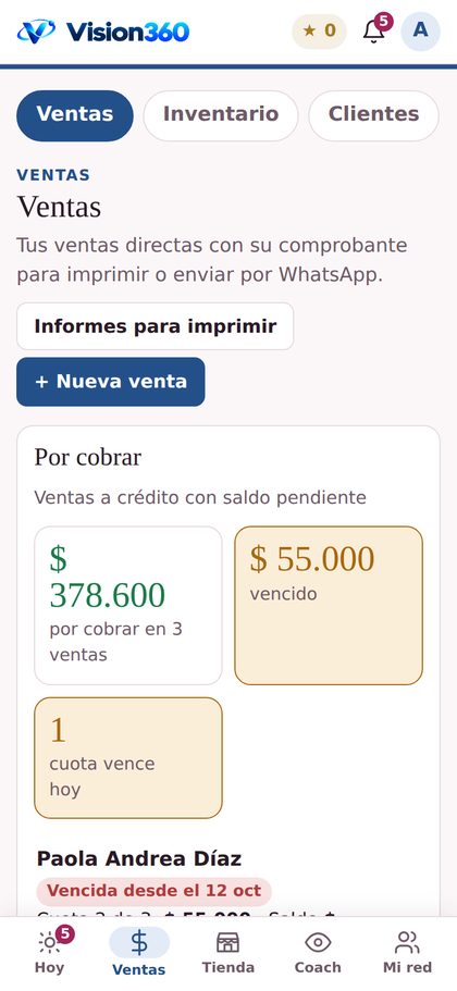Ventas y cobros por cobrar